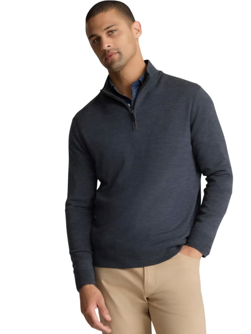 Untuckit Merino Wool 1/4 Zip Sweater Charcoal Gray Size XL